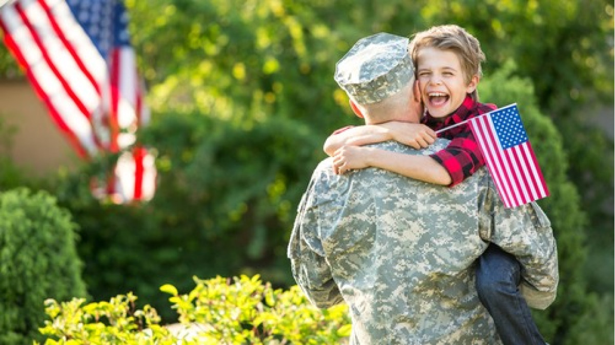Young Boy with Soldier Dad