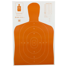 Action Target B-27E Economy Target, Orange Silhouette Cut Off Below Ring 7, 23 Action Target B-27E Economy Target, Orange Silhouette Cut Off Below Ring 7, 23