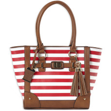 Bulldog Cases Tote Style Purse Holster, Cherry Red and White Stripe Color, Leather BDP-051 Bulldog Cases Tote Style Purse Holster, Cherry Red and White Stripe Color, Leather BDP-051