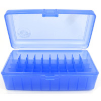 FS Reloading Plastic Ammo Box Small Pistol 50 Round Translucent Blue FS Reloading Plastic Ammo Box Small Pistol 50 Round Translucent Blue