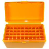 FS Reloading Plastic Ammo Box Medium Rifle 50 Round Solid Amber FS Reloading Plastic Ammo Box Medium Rifle 50 Round Solid Amber