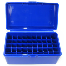 FS Reloading Plastic Ammo Box Large Rifle 50 Round Solid Blue