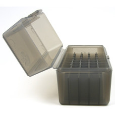 FS Reloading Plastic Ammo Box Small Rifle 50 Round Translucent Smoke