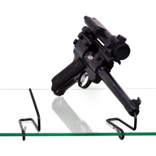 Gun Storage Solutions Handgun Front Kikstands, Vinyl Coated, Fits Guns As Small As .22 Caliber, 1 Per Stand, Attachs To Back Of Shelf, Black FKIK10 Gun Storage Solutions Handgun Front Kikstands, Vinyl Coated, Fits Guns As Small As .22 Caliber, 1 Per Stand, Attachs To Back Of Shelf, Black FKIK10