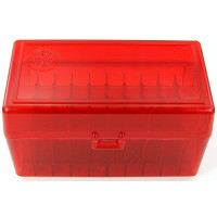 FS Reloading Plastic Ammo Box Small Rifle 50 Round Translucent Red