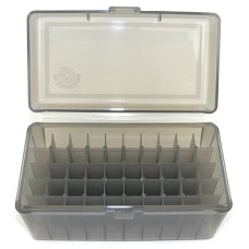 FS Reloading Plastic Ammo Box Medium Rifle 50 Round Translucent Smoke