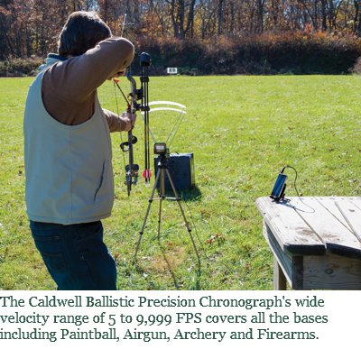 The Caldwell Ballistic Precision Chronograph records low velocity projectiles as high velocity bullets The Caldwell Ballistic Precision Chronograph records low velocity projectiles as high velocity bullets