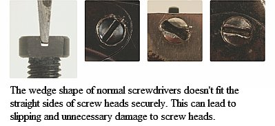 Normal screwdriver bits fit poorly and can damage screw heads Normal screwdriver bits fit poorly and can damage screw heads